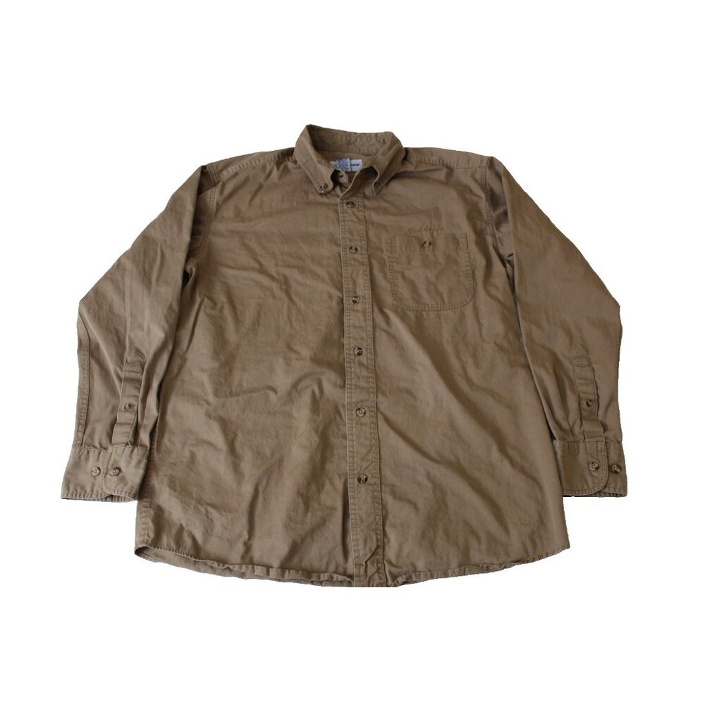 Boeing Khaki Button-Up Shirt Men's Medium Long Sleeve 100%‎ Cotton Workwear